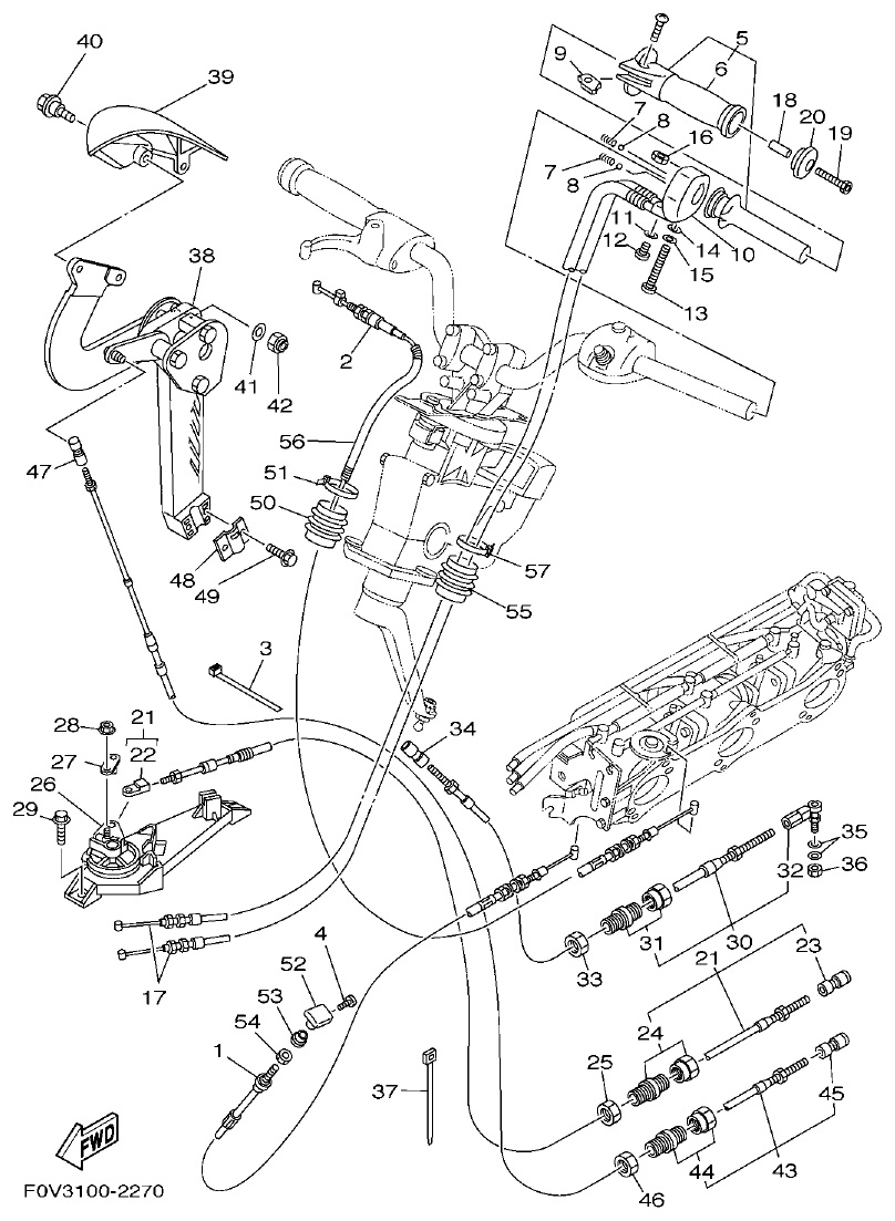 Yamaha A1 CONTROL CABLE parts diagram